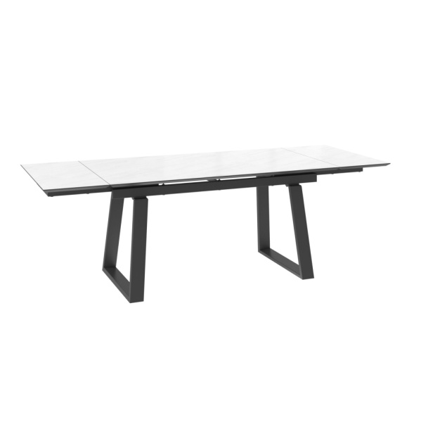 Стол ALTEZA-160, раздвижной 160(40+40)x90, МРАМОР СВЕТЛЫЙ МОДЕРН - COMPAKT CER/ЧЕРНЫЙ ALTEZA 160